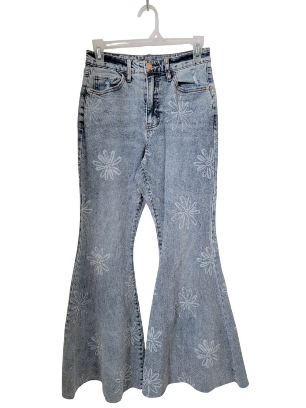 Wild Fable Size 2 Highest Rise Extreme Flare Jeans with Bleached Daisy Pattern